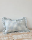 Ocean blue rectangle gingham cushion cover by Ellenvale Trade, soft furnishings with a classic checkered pattern.