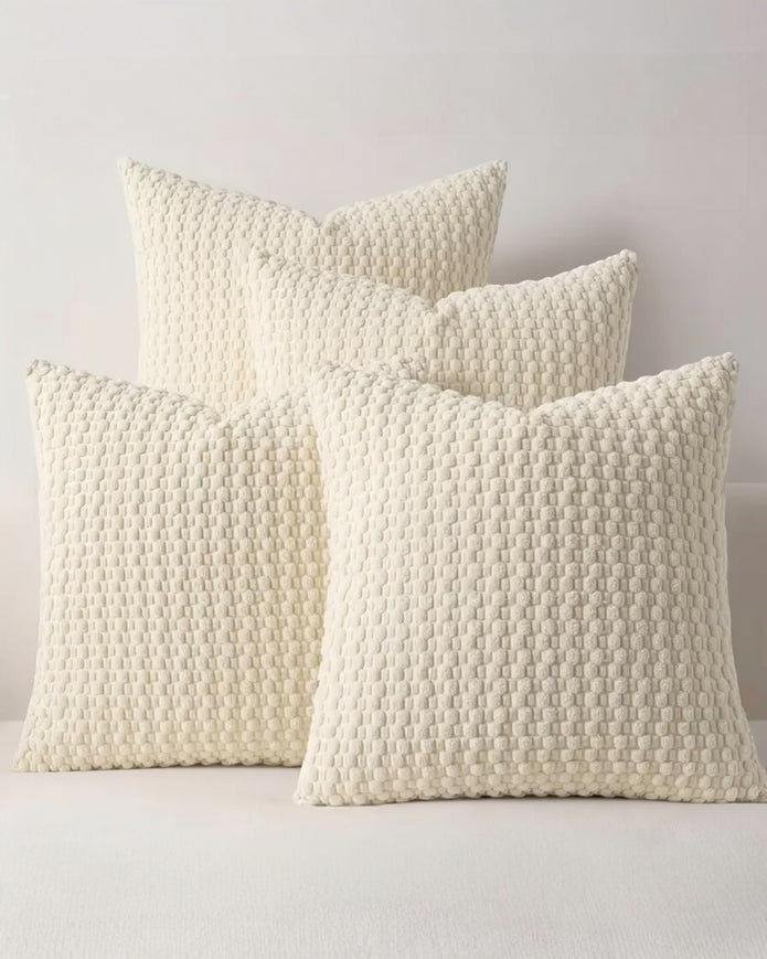 Cream Honeycomb Woven Design Cushion Cover - PRE ORDER TWO WEEK DELIVERY