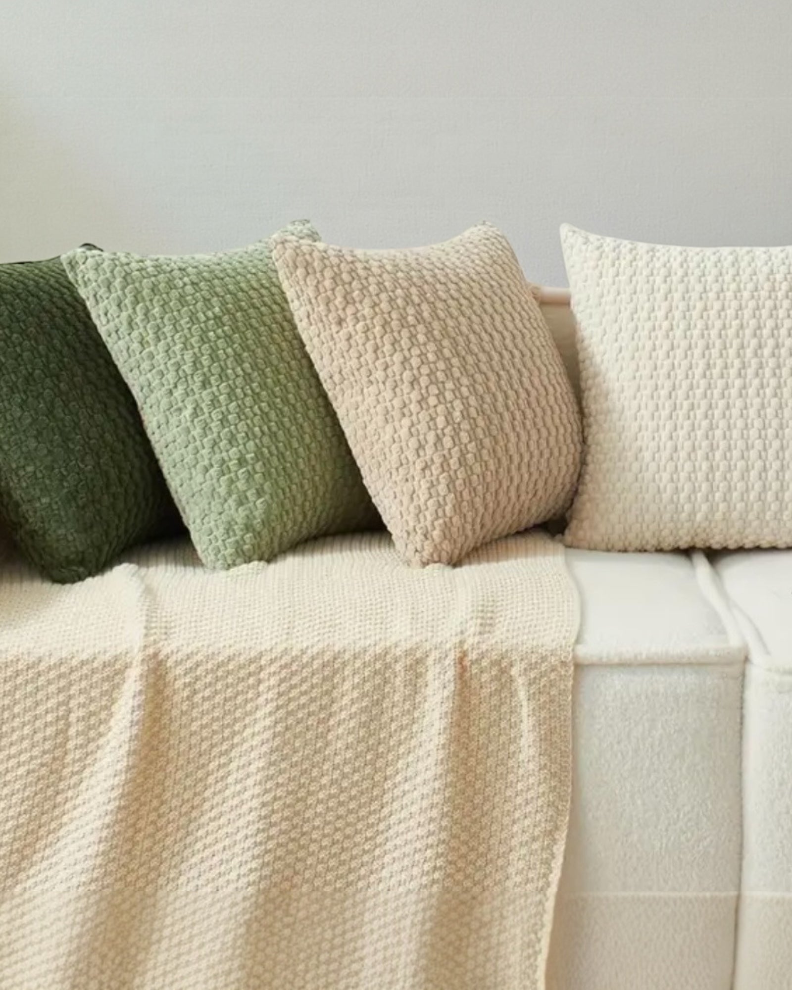 Cream Honeycomb Woven Design Cushion Cover - PRE ORDER TWO WEEK DELIVERY