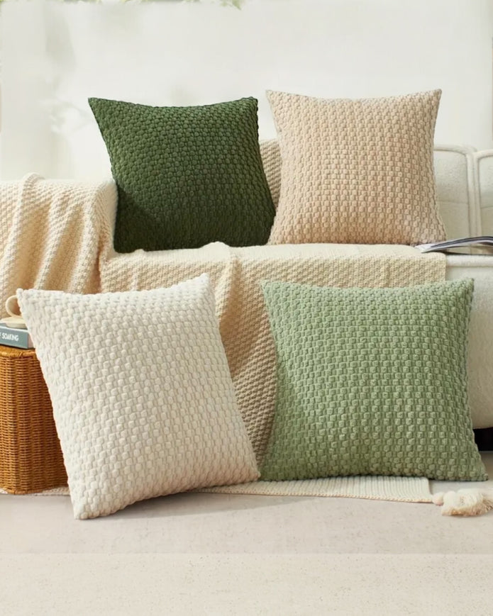 Cream Honeycomb Woven Design Cushion Cover - PRE ORDER TWO WEEK DELIVERY