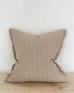Beige narrow stripe cushion cover from Ellenvale Trade's soft furnishings collection, featuring a stylish striped design.