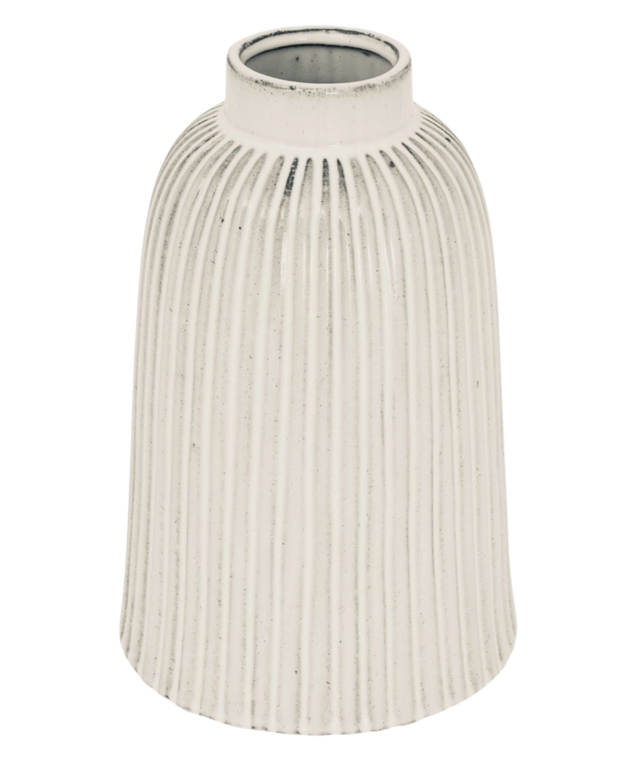 Monte Medium Ribbed Vase by Hill Interiors, showcasing a textured ceramic vase with a ribbed surface and neutral finish.