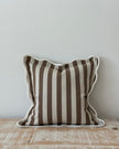 Ellenvale Trade Chloe Brown square cushion cover with white stripe and scalloped edges, soft furnishings for home decor.