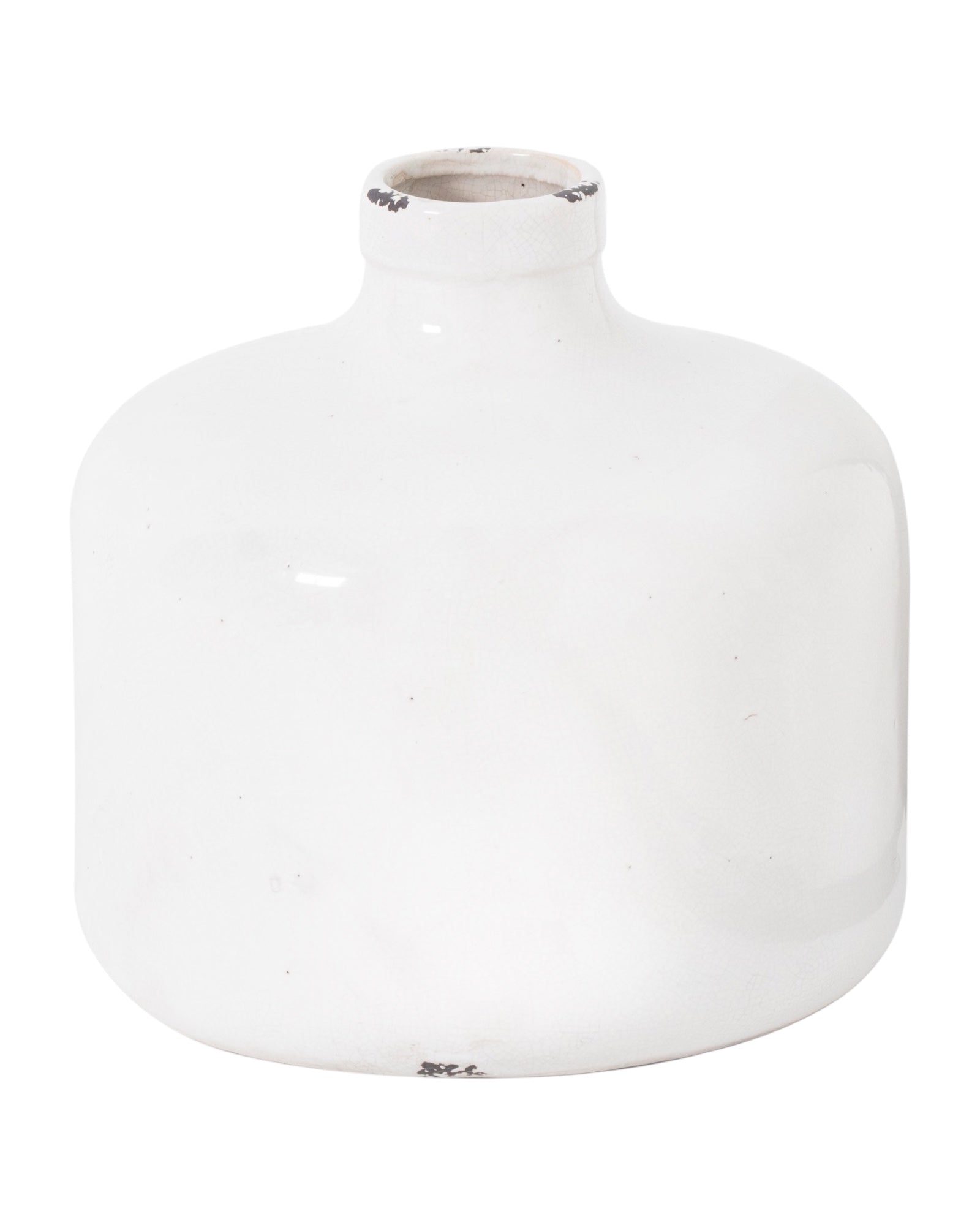 White ceramic Garda Glazed Eve vase by Hill Interiors, showcasing its sleek, glossy finish and elegant shape.
