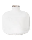 White ceramic Garda Glazed Eve vase by Hill Interiors, showcasing its sleek, glossy finish and elegant shape.