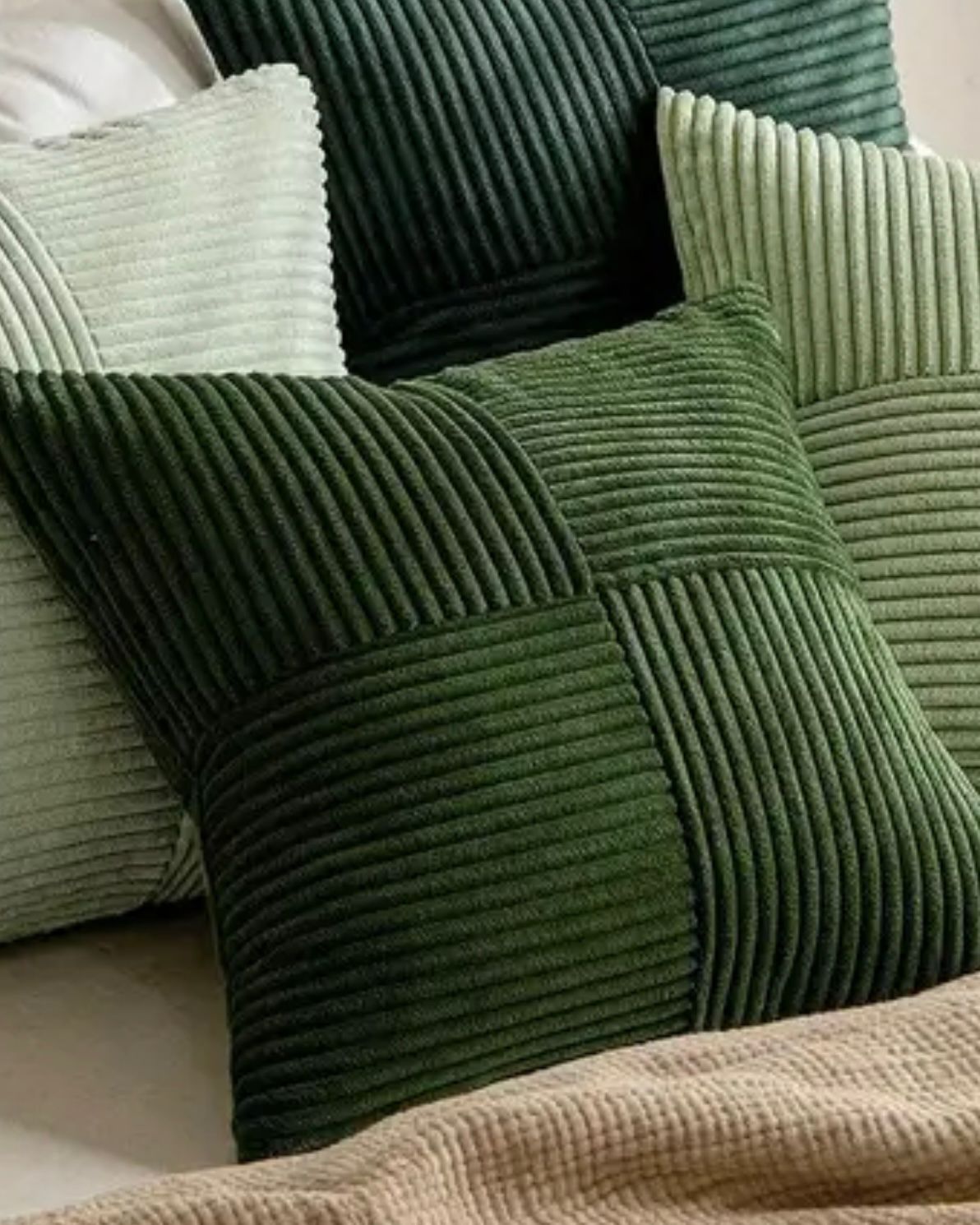 Olive Green Square Chevron Design Cushion Cover - PRE ORDER TWO WEEK DELIVERY