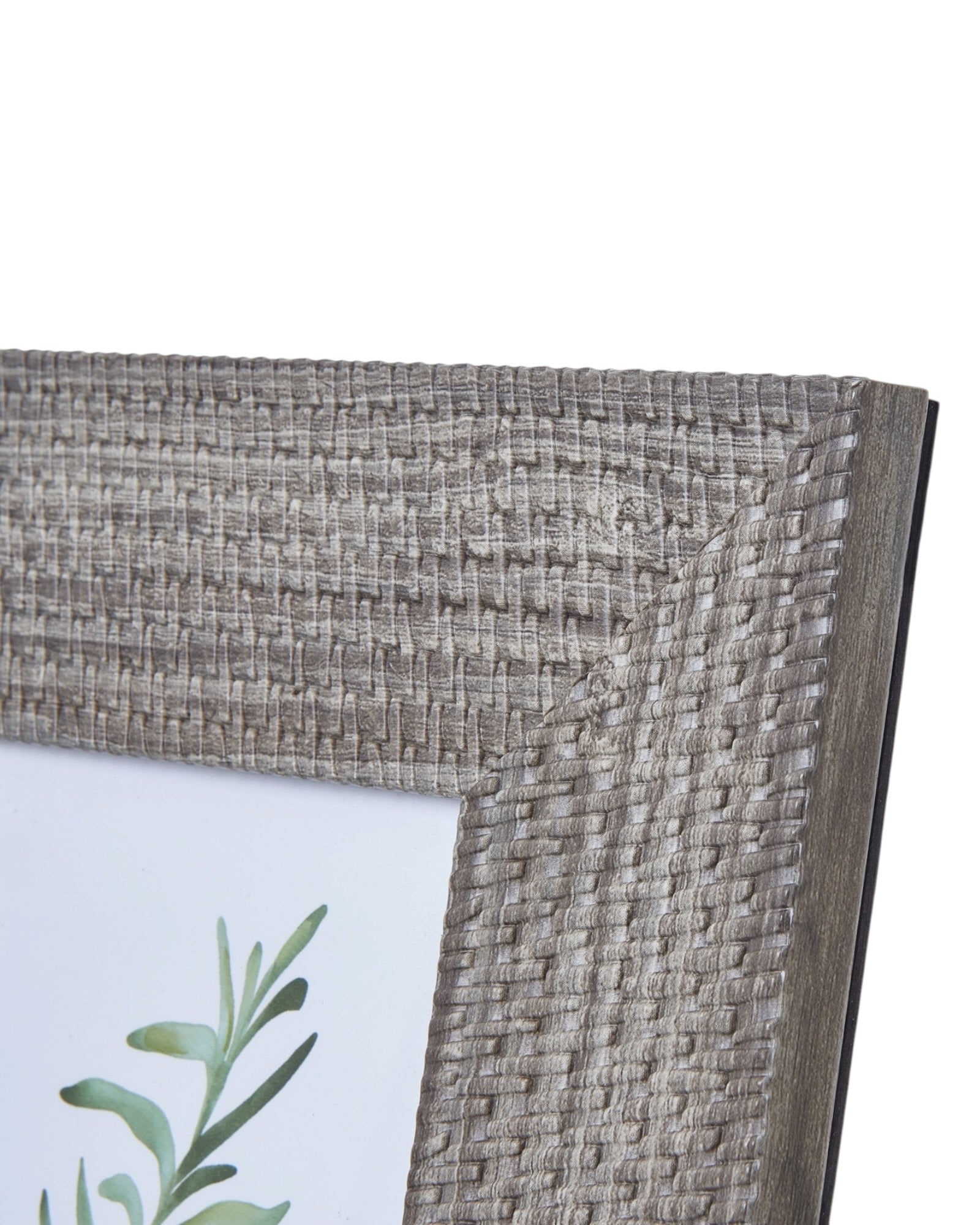 Neutral wooden photo frame with woven border from Hill Interiors, showcasing a stylish and rustic decor accent.