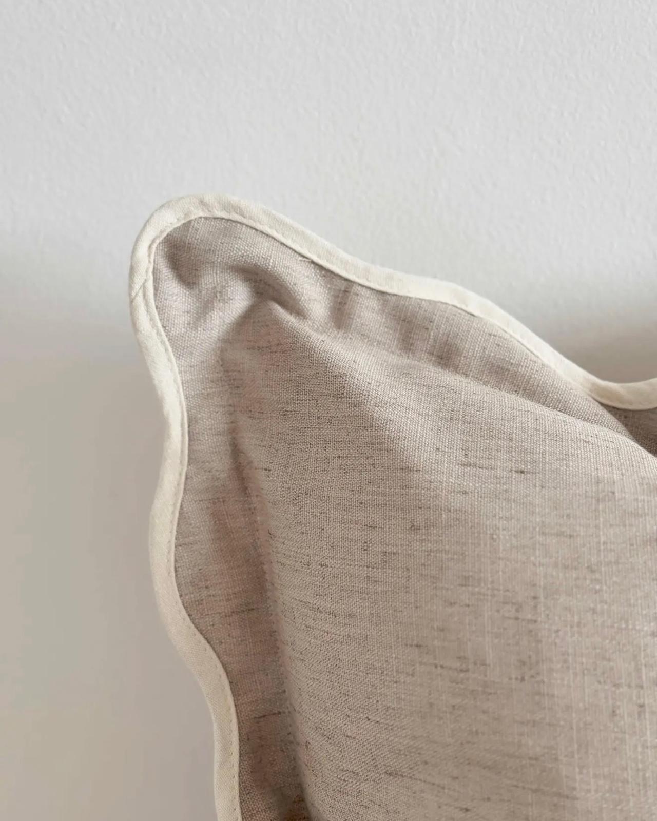 Chloe extra large beige and cream scalloped edge cushion cover from Ellenvale Trade, soft furnishings for home decor.