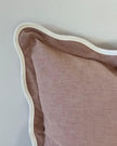 Chloe extra large dusty pink square scalloped cushion cover by Ellenvale Trade, soft furnishings, textured fabric with scalloped edges