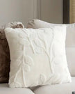 Velvet Cream Cushion Cover With Small Leaf Print - PRE ORDER TWO WEEK DELIVERY