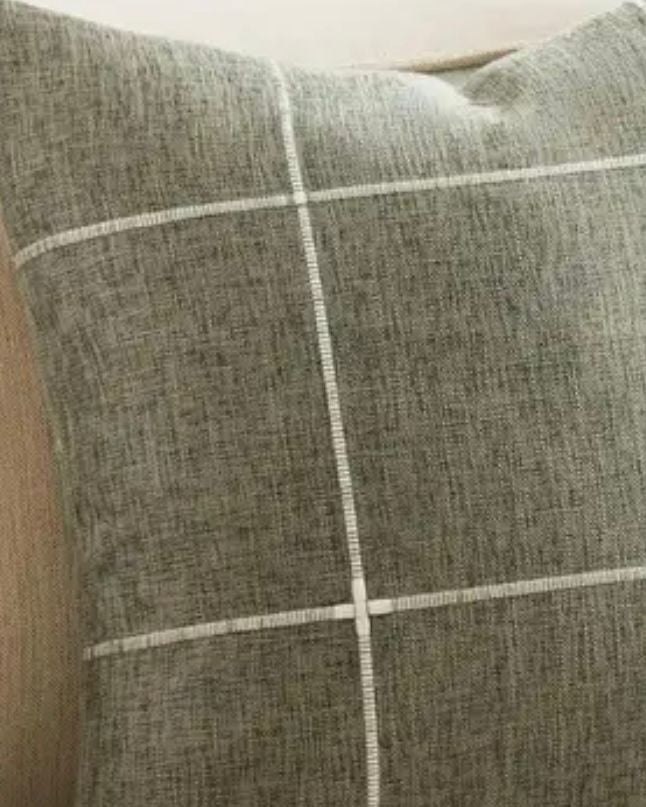 Olive Green And White Square Cushion Cover - PRE ORDER TWO WEEK DELIVERY