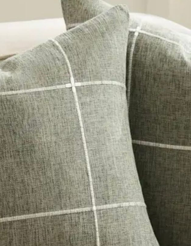 Olive Green And White Square Cushion Cover - PRE ORDER TWO WEEK DELIVERY