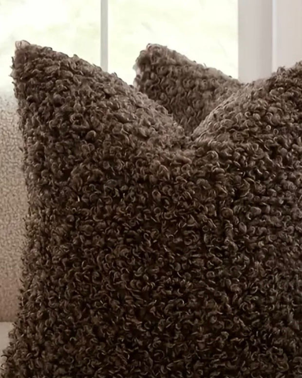 Chocolate Boucle Cushion Cover  - PRE ORDER TWO WEEK DELIVERY