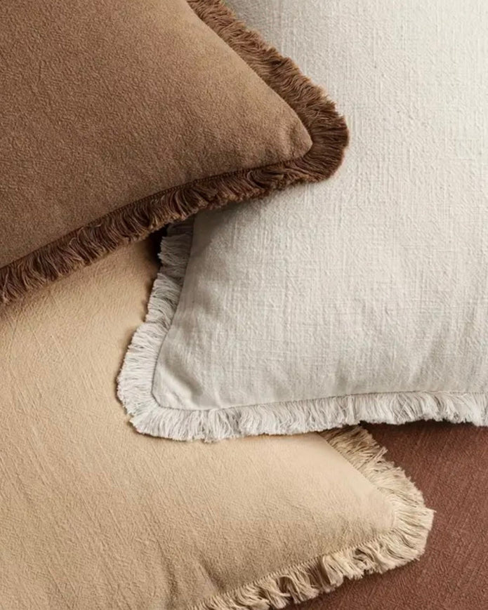 Frayed Edge Beige Cushion Cover - PRE ORDER TWO WEEK DELIVERY