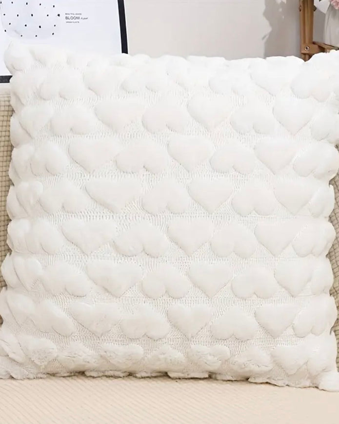 White Heart Woven Design Cushion Cover - PRE ORDER TWO WEEK DELIVERY