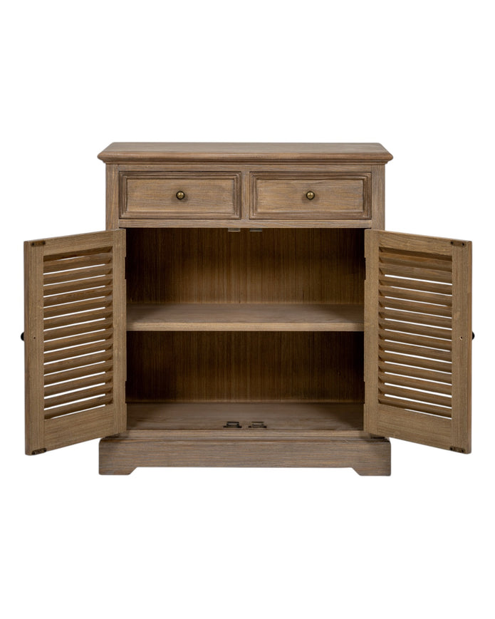 Hill Interiors Delphine Collection 2 Drawer 2 Door Chest in elegant wood finish, showcasing its stylish furniture design with drawers and doors.