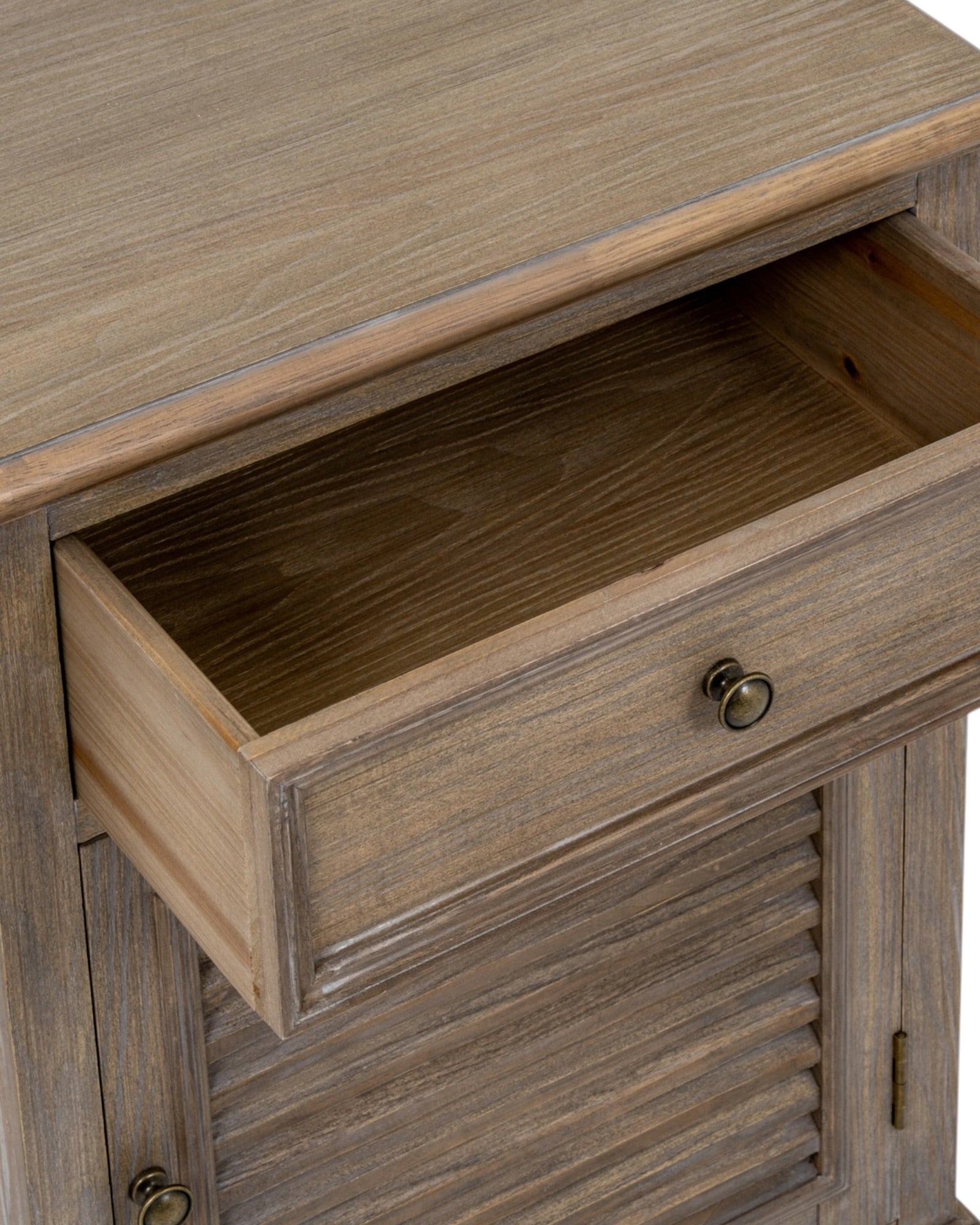 Delphine Collection bedside table with single drawer and door, right-hand design, by Hill Interiors, showcasing modern bedroom furniture.