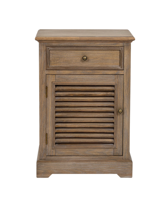 Delphine Collection bedside table with single drawer and door, left-hand design, in modern furniture style by Hill Interiors.