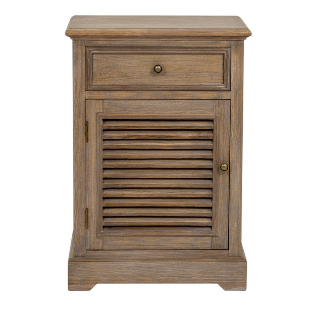 Delphine Collection bedside table with single drawer and door, left-hand design, in modern furniture style by Hill Interiors.