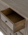 Large Delphine Collection 2-door, 4-drawer dresser base by Hill Interiors, showcasing sleek wood finish and spacious storage.