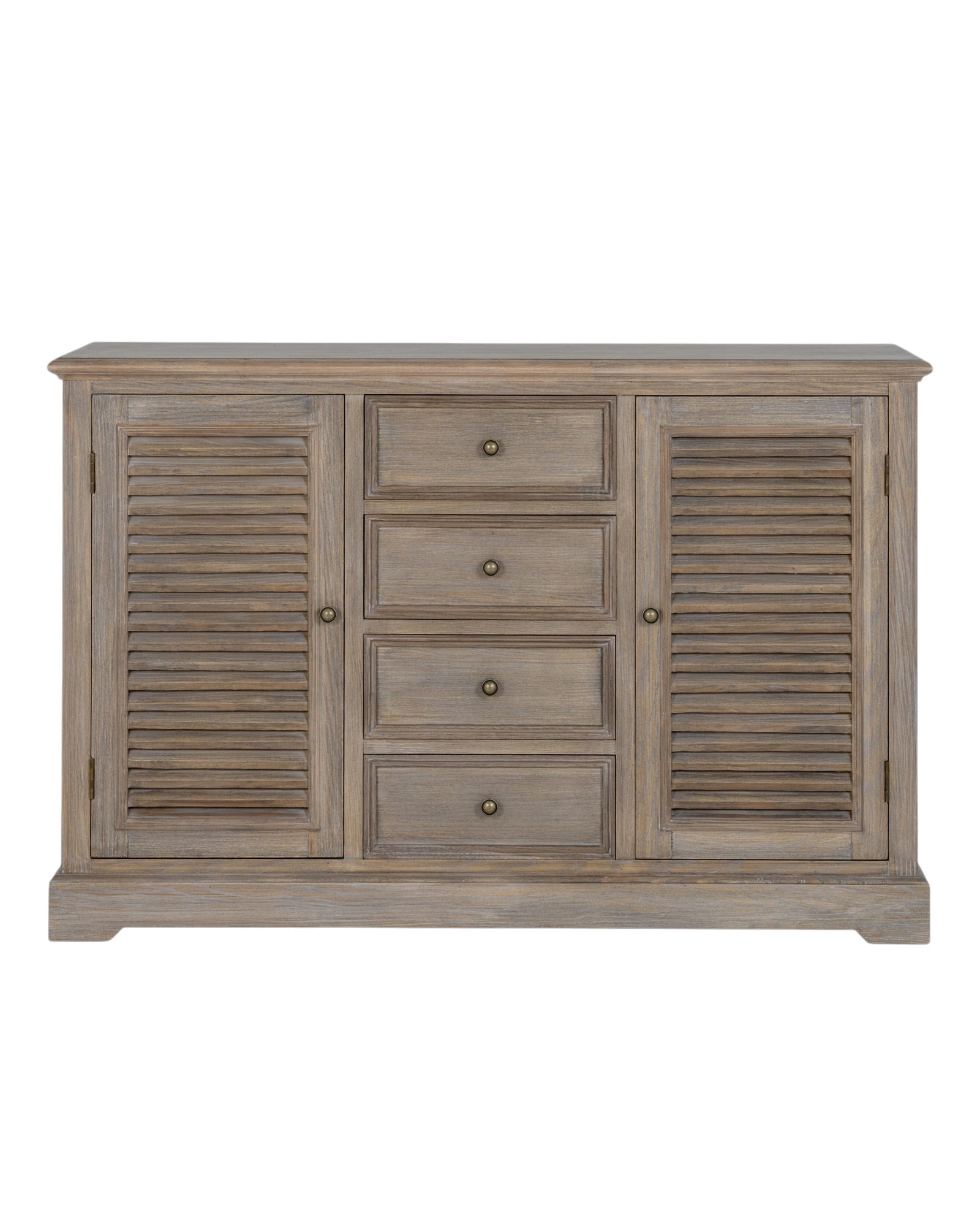 Large Delphine Collection 2-door, 4-drawer dresser base by Hill Interiors, showcasing a modern furniture piece with sleek design and storage.