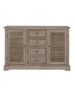 Large Delphine Collection 2-door, 4-drawer dresser base by Hill Interiors, showcasing a modern furniture piece with sleek design and storage.