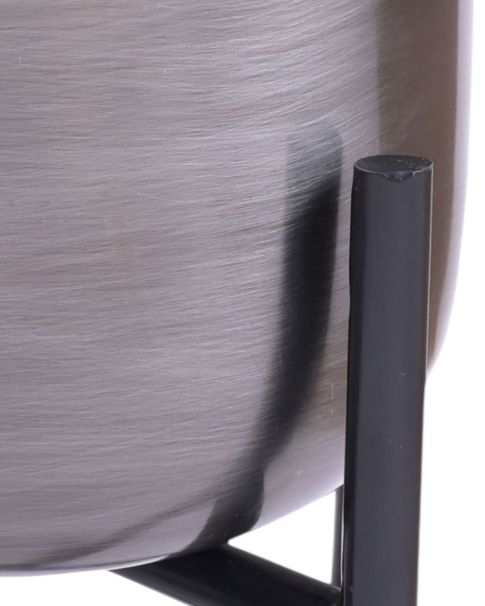 Metal Planters On Stands - Set Of Three