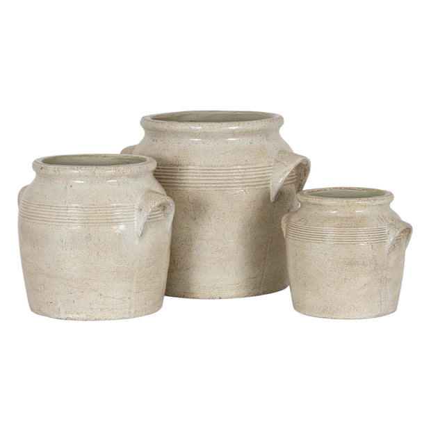Tarn Neutral Glazed Vase by Hill Interiors, showcasing a sleek ceramic vase with a neutral glazed finish and elegant design.