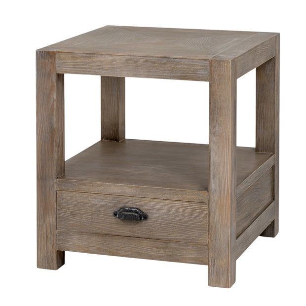 Haldon Collection 1 drawer side table with shelf by Hill Interiors, showcasing modern wooden furniture with a sleek design.