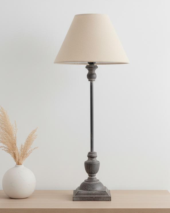 Incia Stem Table Lamp by Hill Interiors with a sleek ceramic base and a fabric shade, ideal for modern living room or bedside lighting.