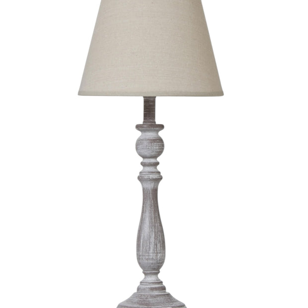 Dunum column table lamp with linen shade by Hill Interiors, featuring a sleek design and soft fabric lampshade for cozy lighting.