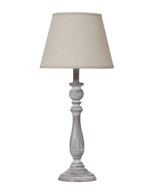 Dunum column table lamp with linen shade by Hill Interiors, featuring a sleek design and soft fabric lampshade for cozy lighting.
