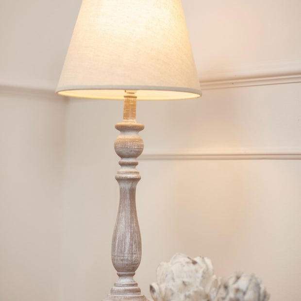 Dunum column table lamp by Hill Interiors with a linen shade and sleek design, perfect for modern lighting decor.