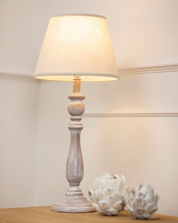 Dunum column table lamp by Hill Interiors with a linen shade and sleek design, perfect for modern lighting decor.