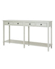 Hill Interiors Belmont Collection 4 Drawer Console in wood finish, showcasing sleek design and spacious storage drawers.