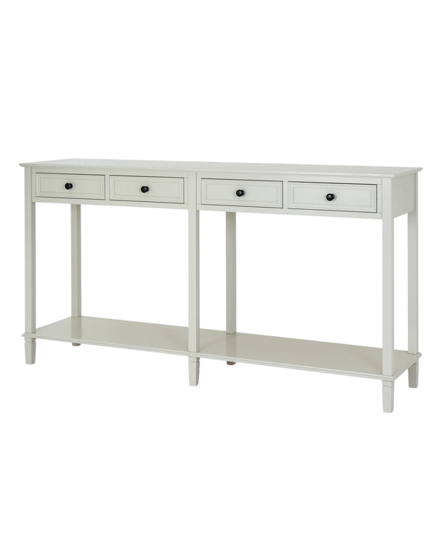 Hill Interiors Belmont Collection 4 Drawer Console in elegant wood finish, featuring sleek drawers and stylish design.