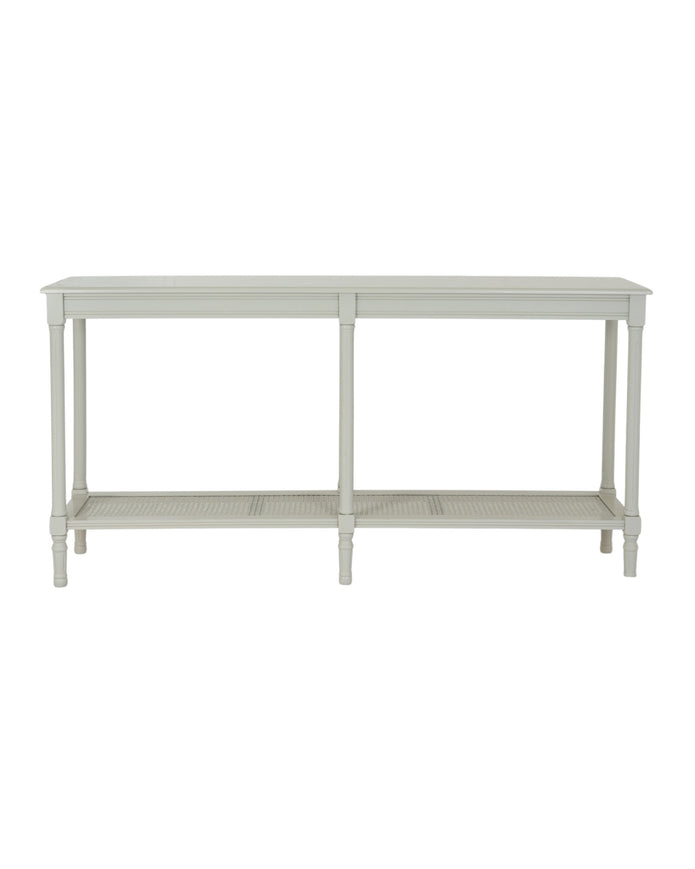 Large Belmont Rattan Console from Hill Interiors' Rattan Collection, featuring a stylish, natural woven rattan design and sturdy wooden frame.
