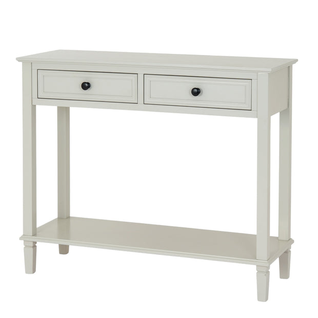 Hill Interiors Belmont Collection 2 Drawer Console featuring sleek wooden finish and modern design for stylish home storage