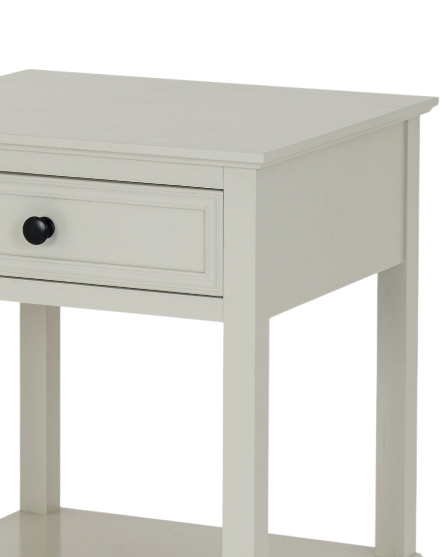 Hill Interiors Belmont Collection 1 Drawer Side Table showcasing sleek wooden furniture with a single drawer and modern design.