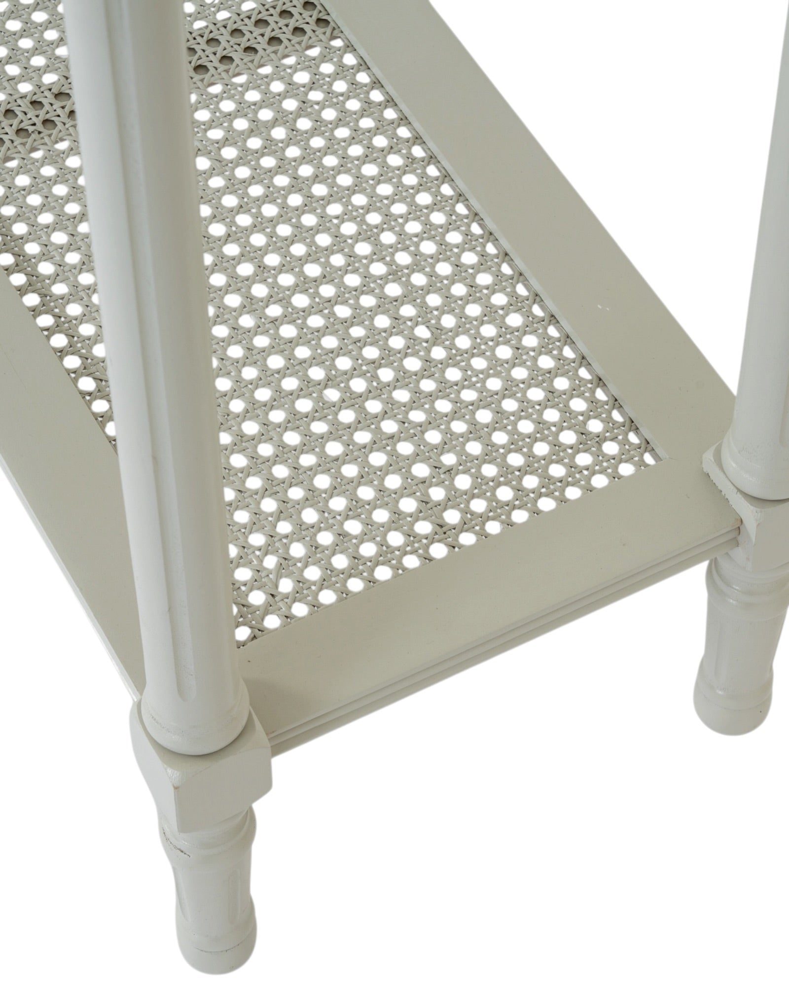 Hill Interiors Belmont Rattan Collection console table with woven rattan design and sleek wooden legs.