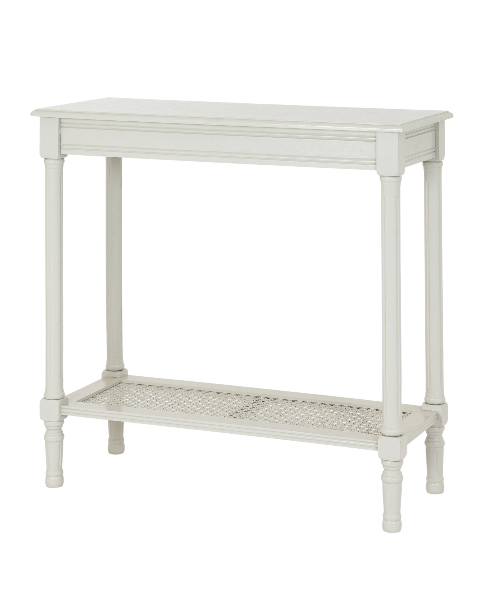Hill Interiors Belmont Rattan Collection console table with woven rattan design and wooden legs, ideal for entryways or living rooms.