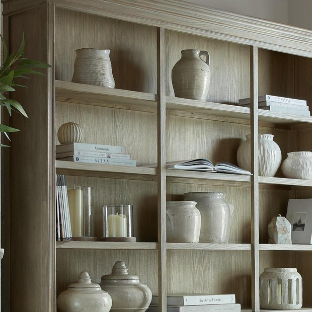Large wooden dresser top from Hill Interiors' Delphine Collection with three spacious shelves for stylish storage.