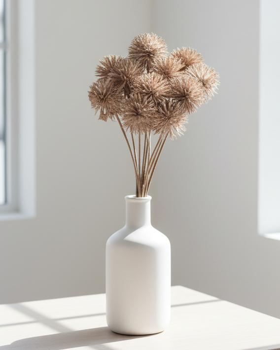 Artificial brown pom pom bunch from Starlight Express, decorative artificial plant with fluffy, rounded pom poms for home decor.