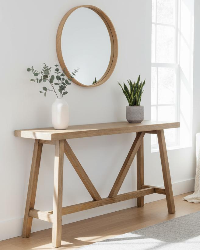 Haldon Collection wooden console table by Hill Interiors, featuring a sleek design with a smooth finish, ideal for entryways or living rooms.