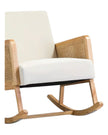 Cream rattan rocking chair from Starlight Express, showcasing a stylish, comfortable furniture piece with curved armrests and a smooth rocking motion.