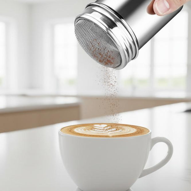Starlight Express silver coffee chocolate shaker with a sleek design, ideal for kitchen and dining use.