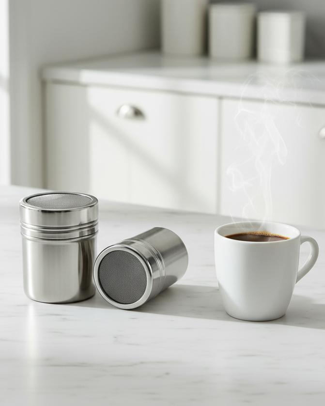 Silver coffee chocolate shaker from Starlight Express, kitchen and dining accessory with a sleek metallic finish.