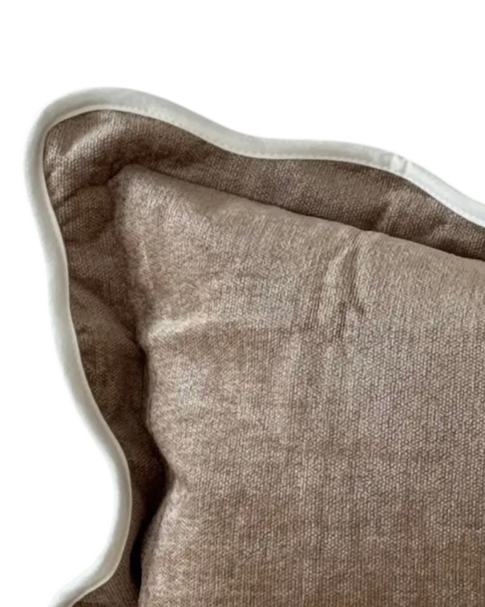 Chloe coffee brown and cream scalloped edge rectangle cushion cover by Ellenvale Trade, soft furnishings with decorative design.
