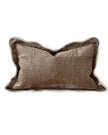 Chloe coffee brown and cream scalloped edge rectangle cushion cover by Ellenvale Trade, soft furnishings, with decorative scalloped trim.