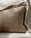 Chloe coffee brown and cream scalloped edge rectangle cushion cover by Ellenvale Trade, soft furnishings with elegant design.
